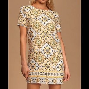 Dandy Lion Yellow Print Shift Dress
